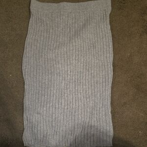 Leith Gray Ribbed Midi Pencil Skirt Casual